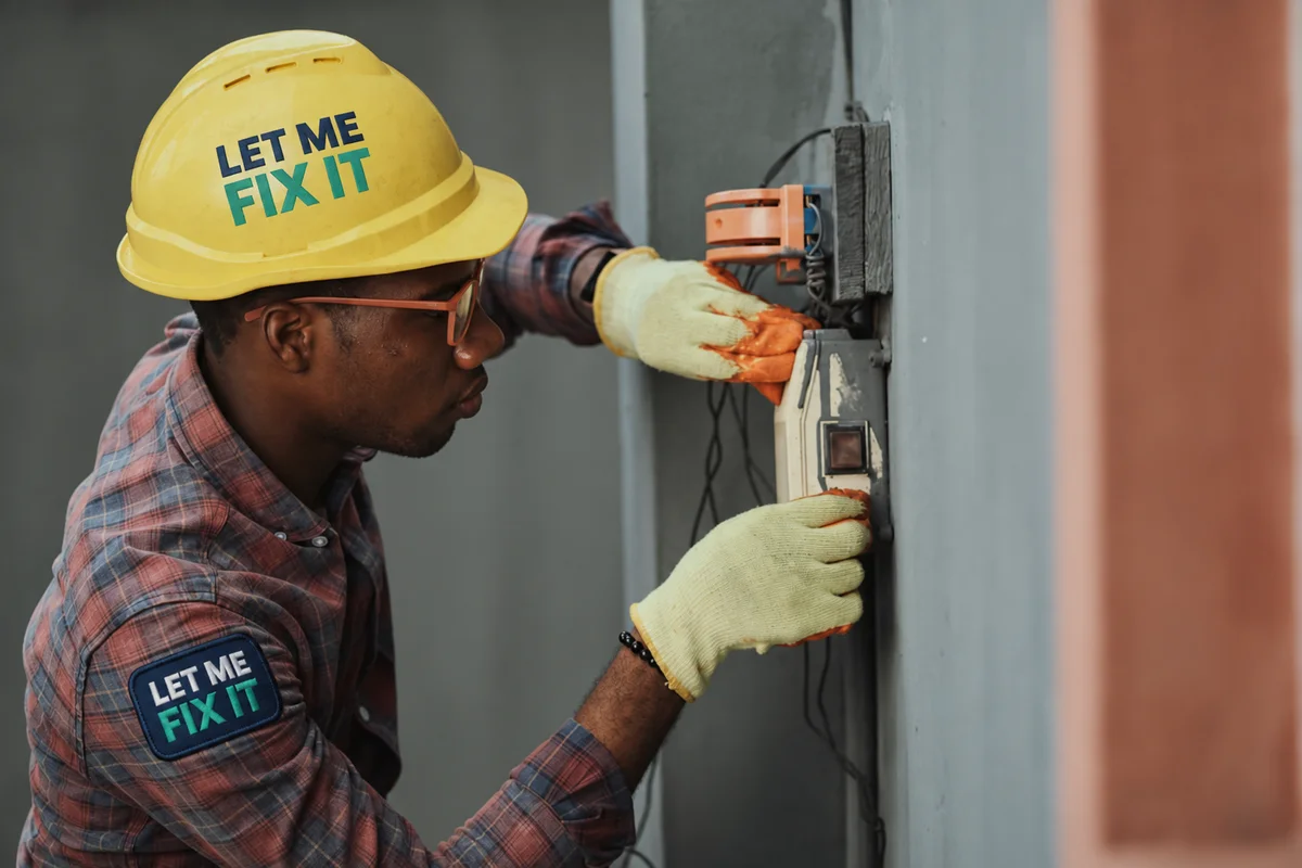 Electrician completing electrical work on site